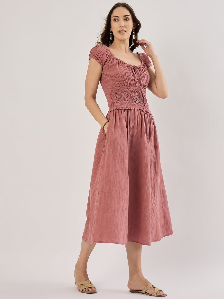 MILKMAID SMOCKED PUFF SLEEVE GAUZE MAXI – Sim and Sam