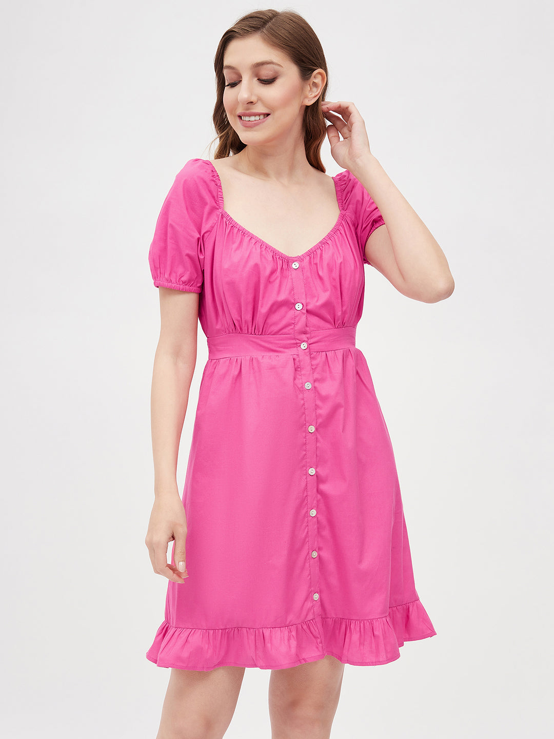 HOT PINK POPLIN MINI DRESS HOT PINK POPLIN MINI DRESS