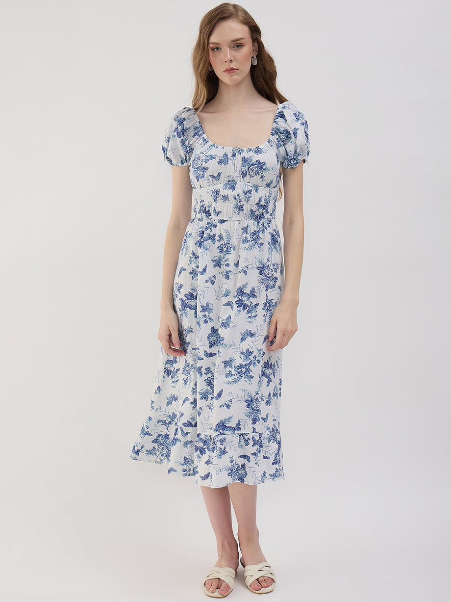 sim and sam linen dress BLUE FLORAL SS SMOCK MIDI Size:L (12-16) basic outdoor Black Satin V-neck Evening fashion aesthetic