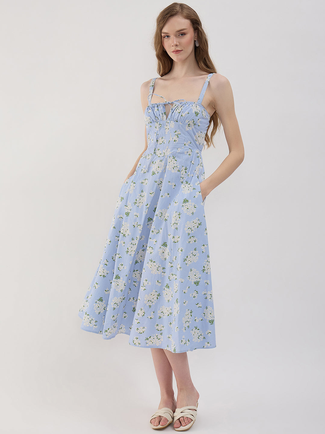 BLUE FLORAL MILKMAID POPLIN