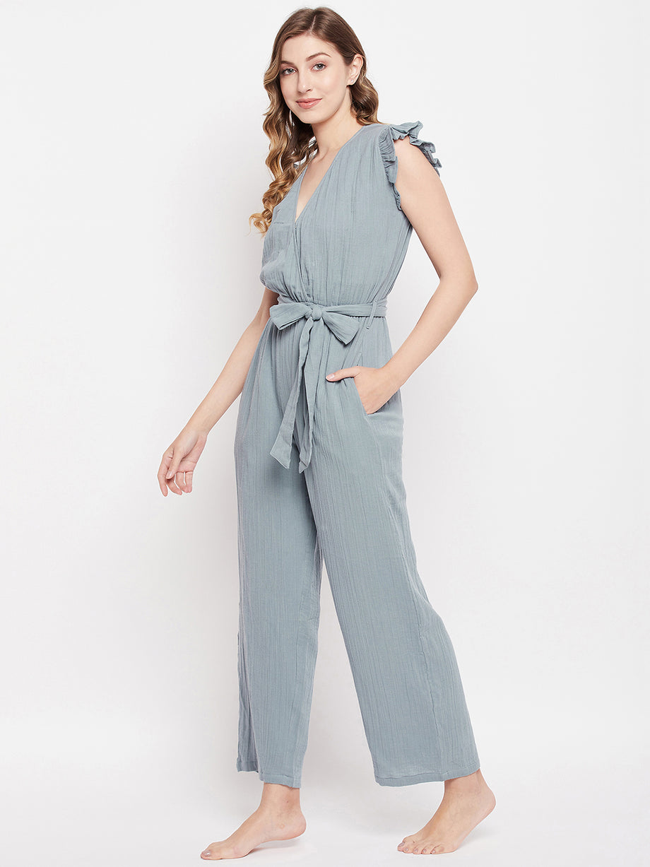 samu 2点 DUSTY BLUE DOUBLE GAUZE JUMPSUIT – Sim and Sam