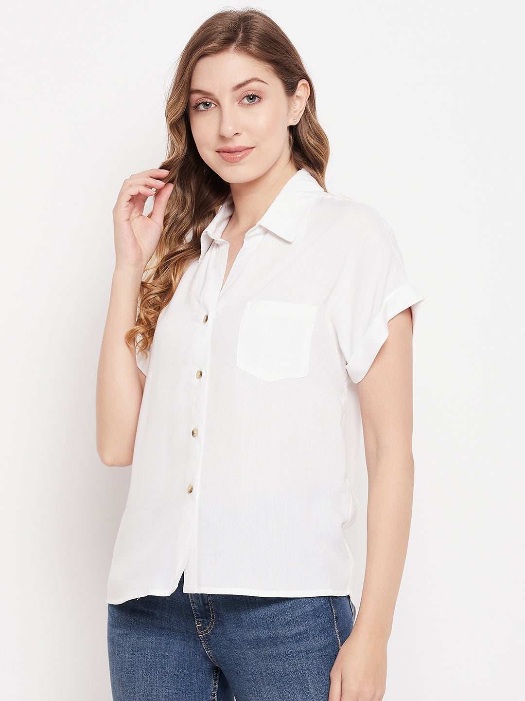 rayon dress shirt CG | CG Women's 3/4 Sleeve Cotton Rayon Shirt With Roll Sleeve - CG4010-Taupe-S
