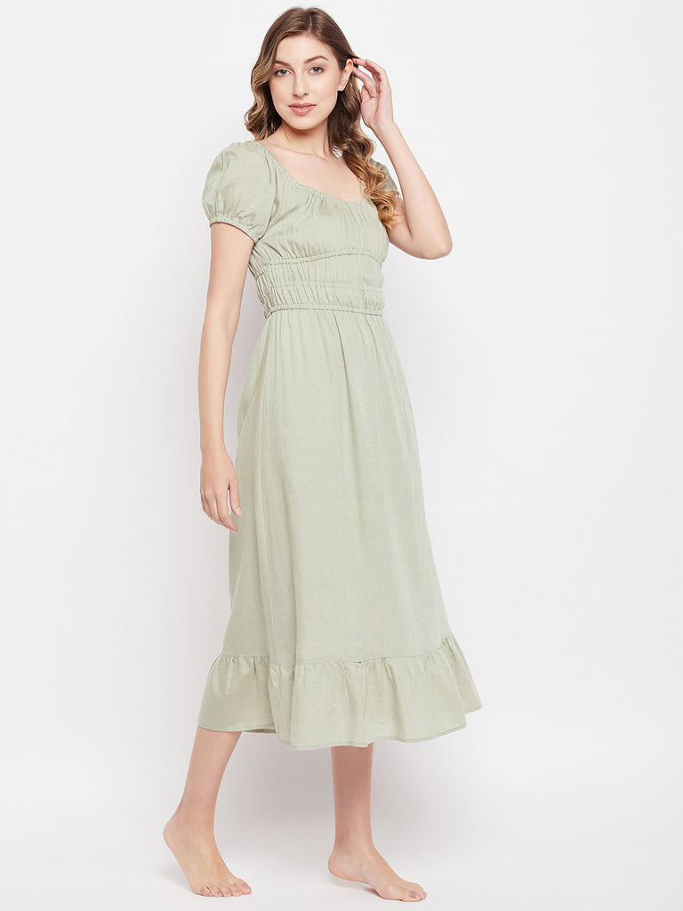 sim and sam green dress Sim & Sam S Green Ditsy Floral Romantic Cottagecore Prairie Earthy Maxi Dress