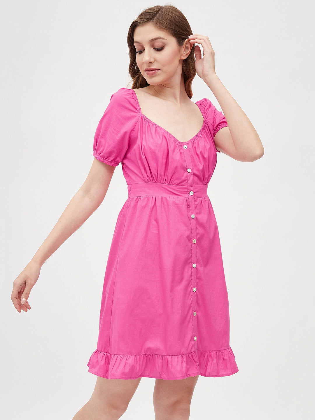 HOT PINK POPLIN MINI DRESS – Sim and Sam