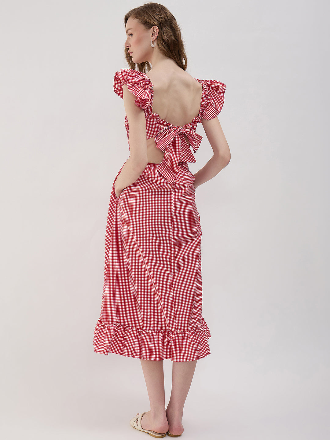 red gingham smock dress ONLY - Sleeveless Midaxi Smock Dress - Women - Polyester/Spandex - 12 US