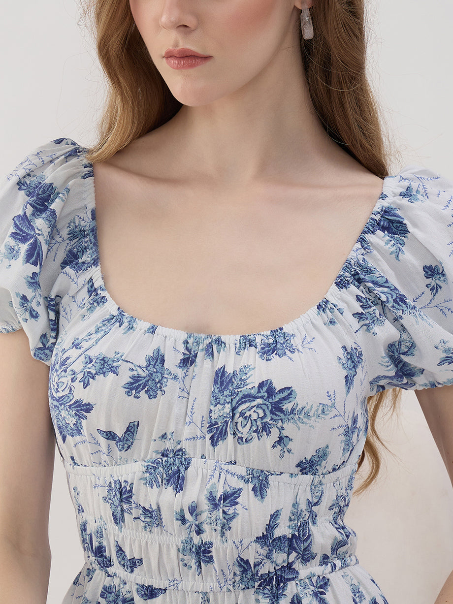 sim and sam linen dress BLUE FLORAL SS SMOCK MIDI – Color:Glacier or summer occasion. dec Girls BARBIE GIRL Hot