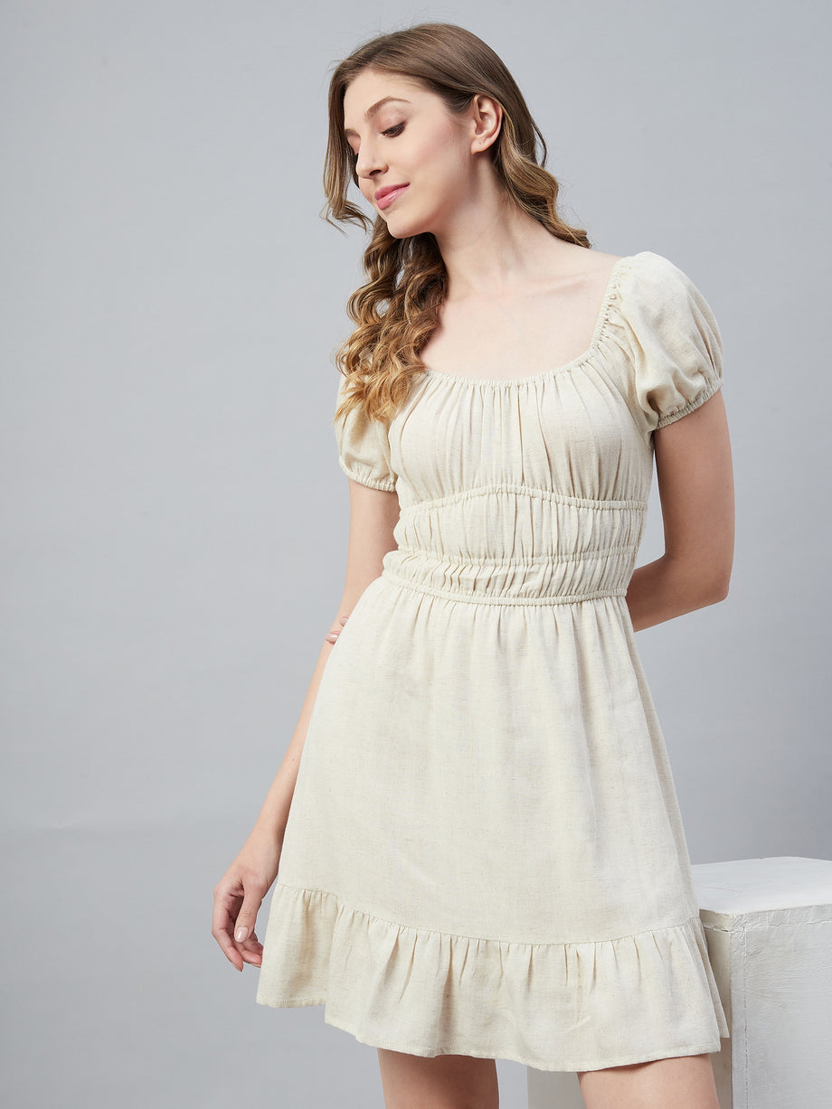 NATURAL RAYON LINEN MINI DRESS – Sim and Sam
